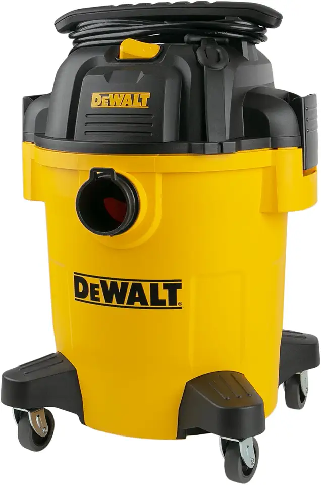 DEWALT Shop Vacuum 6 Galões 4Hp Poly Aspirador De Pó Úmido E Seco Solução De Limpeza Definitiva Para Ambientes De Oficina De Construção Para Garagem E Casa Com Bomba De Ar, Amarelo, Dxv06Pl