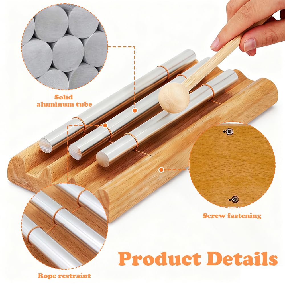 Energy Chime, 3 Ton Klangstab, Chime Klangstab mit HolzschläGel, Holz Hand Glockenspiel für Yoga Meditation FrüHerziehung Musical Lehrer Klassenzimmer Management Tool