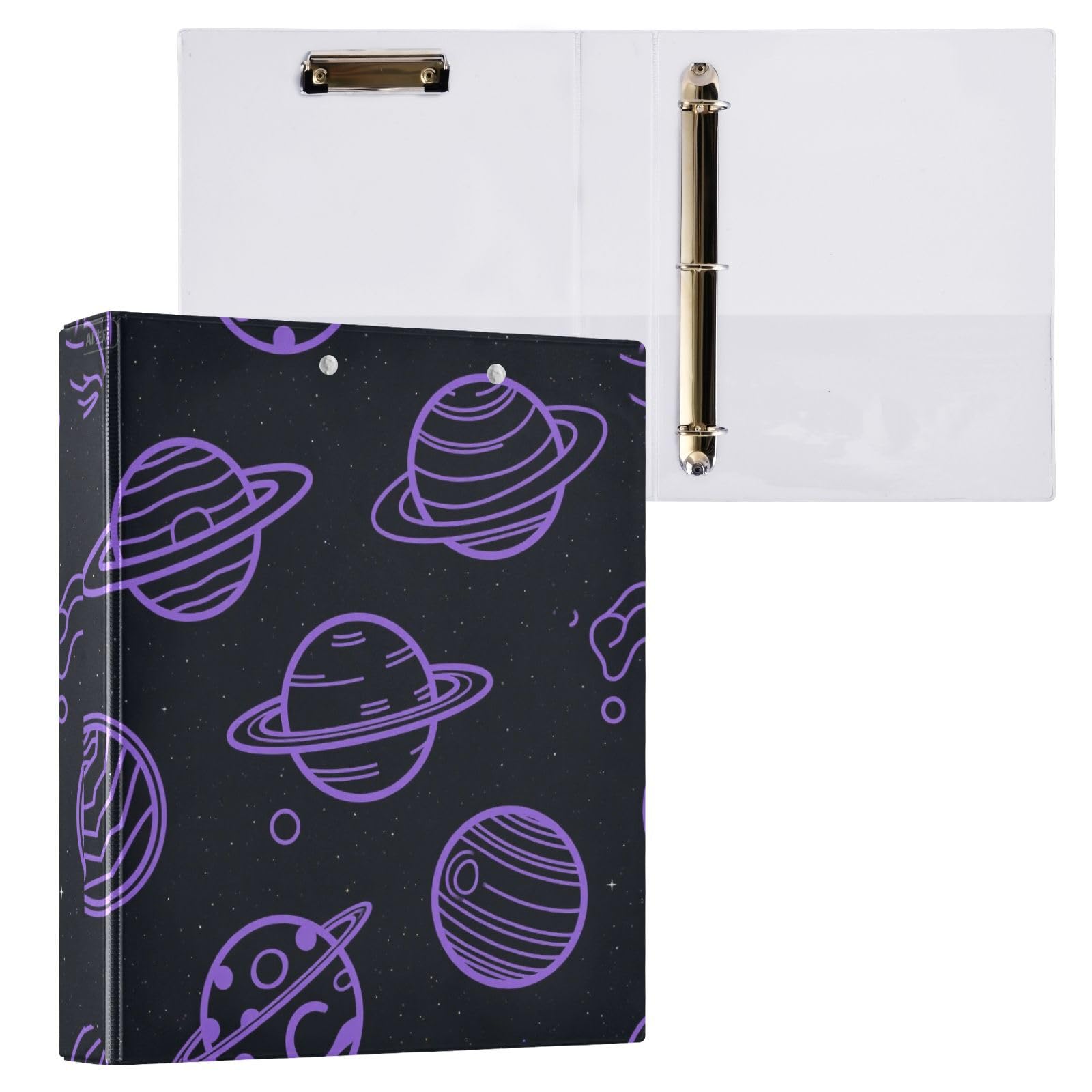 Space Planet fioletowy czarny 3,5 cm segregator D pierścienie segregator z kieszeniami 2-pak materiały biurowe 200 arkuszy
