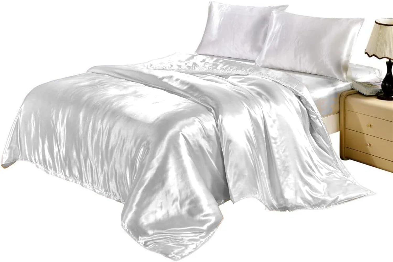 Funda de edredón de satén de seda de morera medida 269 x 234 cm textil dormitorio California King