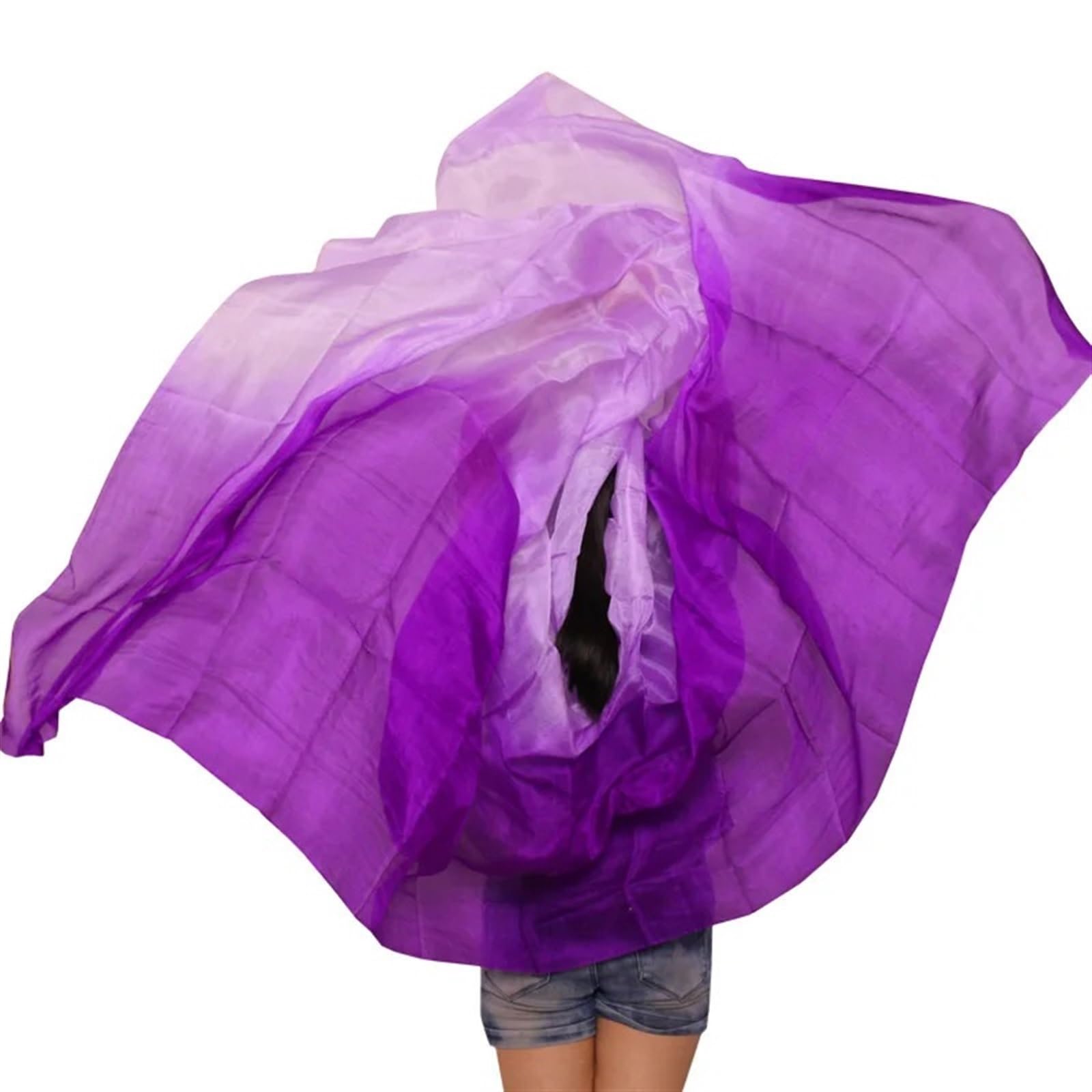 Velo di seta per danza del ventre Velo di danza del ventre in vera seta Accessorio di danza del ventre Sciarpa a mano Scialli Danzatrice del ventre personalizzata Spettacolo teatrale Prop(Light Purple