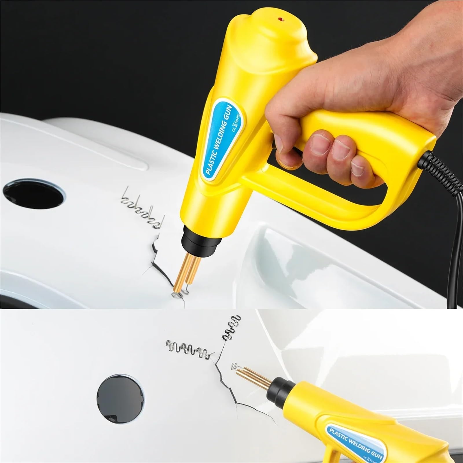 Kit di riparazione paraurti auto Para pinzatrice a caldo per saldatura plastica da 70 W, macchina di riparazione per saldatura Para pinzatrice a cald Kit Riparazione Paraurti Auto