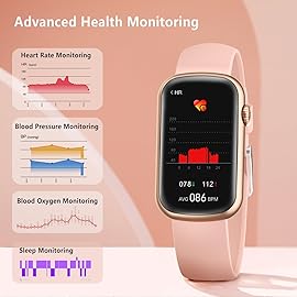 FITVII Slim Fitness Tracker with Blood Oxygen, Blood Pressure, 24/7 Heart Rate and Sleep Tracking, IP68 Waterproof Activity Trackers and Smart Watches with Step Tracker, Pedometer for Women Men