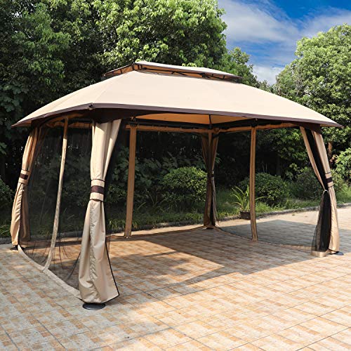 Abccanopy 10X13 Outdoor Gazebo - Patio Gazebos With Mosquito Netting And Double Roof For Backyard, Garden Or Lawn (Khaki) #TOP2