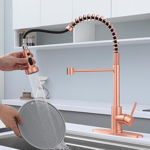 Vista 15 de Avola Tire hacia fuera el grifo de la cocina, níquel cepillado extrae los grifos del fregadero de la primavera Níquel cepillado y negro,Cobre,Cobre