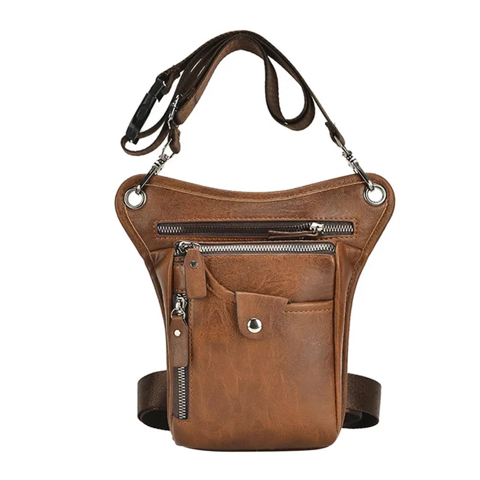 Sacoche de Jambe Moto Imperméable Sac Banane Vintage en Cuir PU for Homme et Femme, Sacoche Multifonction for Moto, vélo, randonnée, Camping
