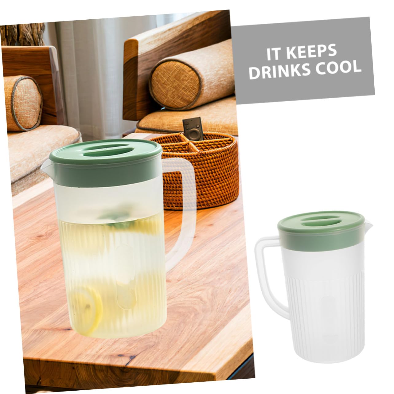 Garneck 2 piezas Jarra de Agua Grande con Tapa Resistente al Calor para Nevera y Bebidas Frías Limonada y Café Helado Casa y Oficina