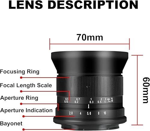 Miniatura 4 de 7artesanos 12mm F2.8 Mark  Lente Ultra Gran Angular APS-C de Enfoque Manual Compatible con Cámaras Sony E Mount Sin Espejo A6500 A6300