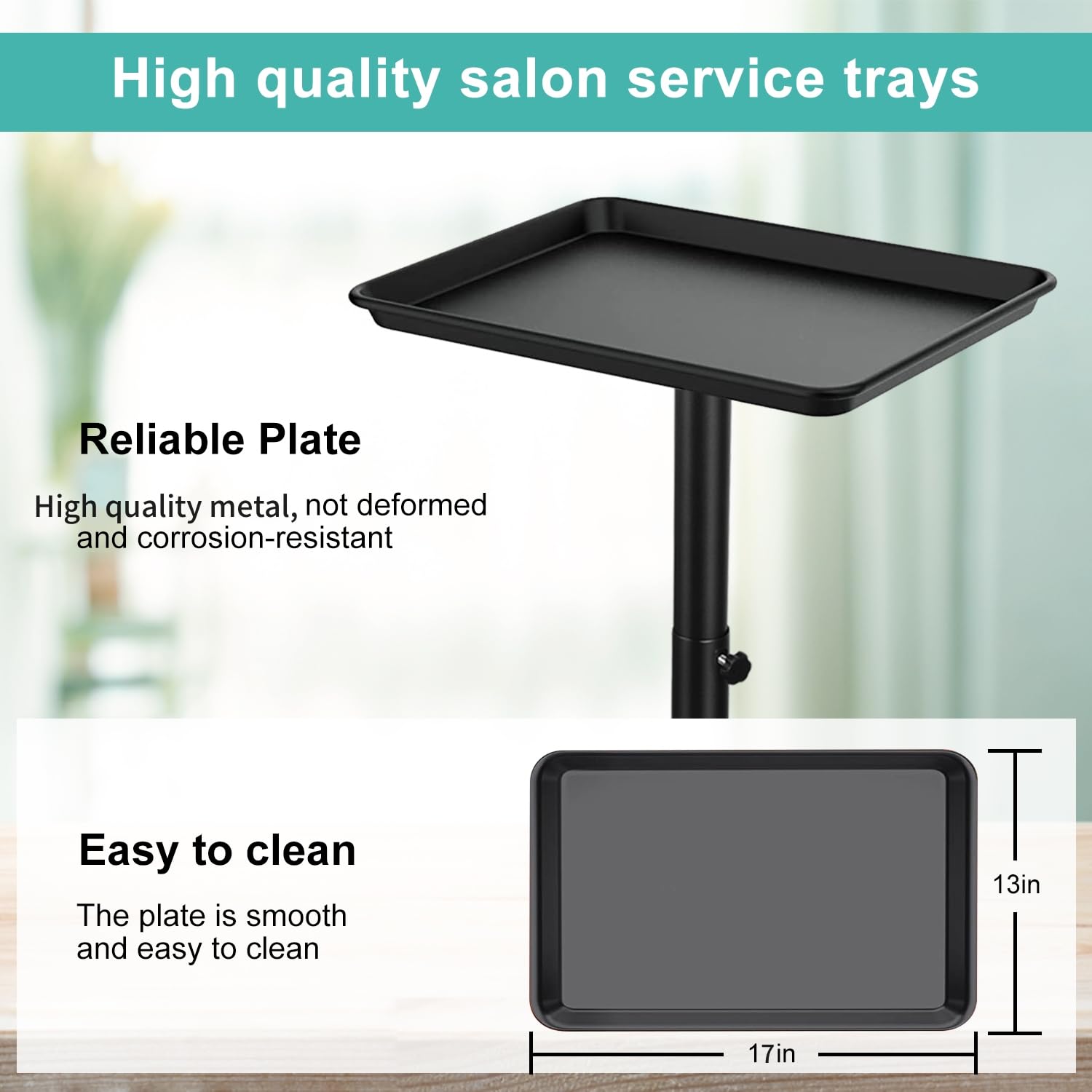 Carrito de bandeja de salón, bandeja rodante de salón, bandeja de tatuaje con ruedas con altura ajustable, bandeja de color de salón para uso en salón y spa.. 3