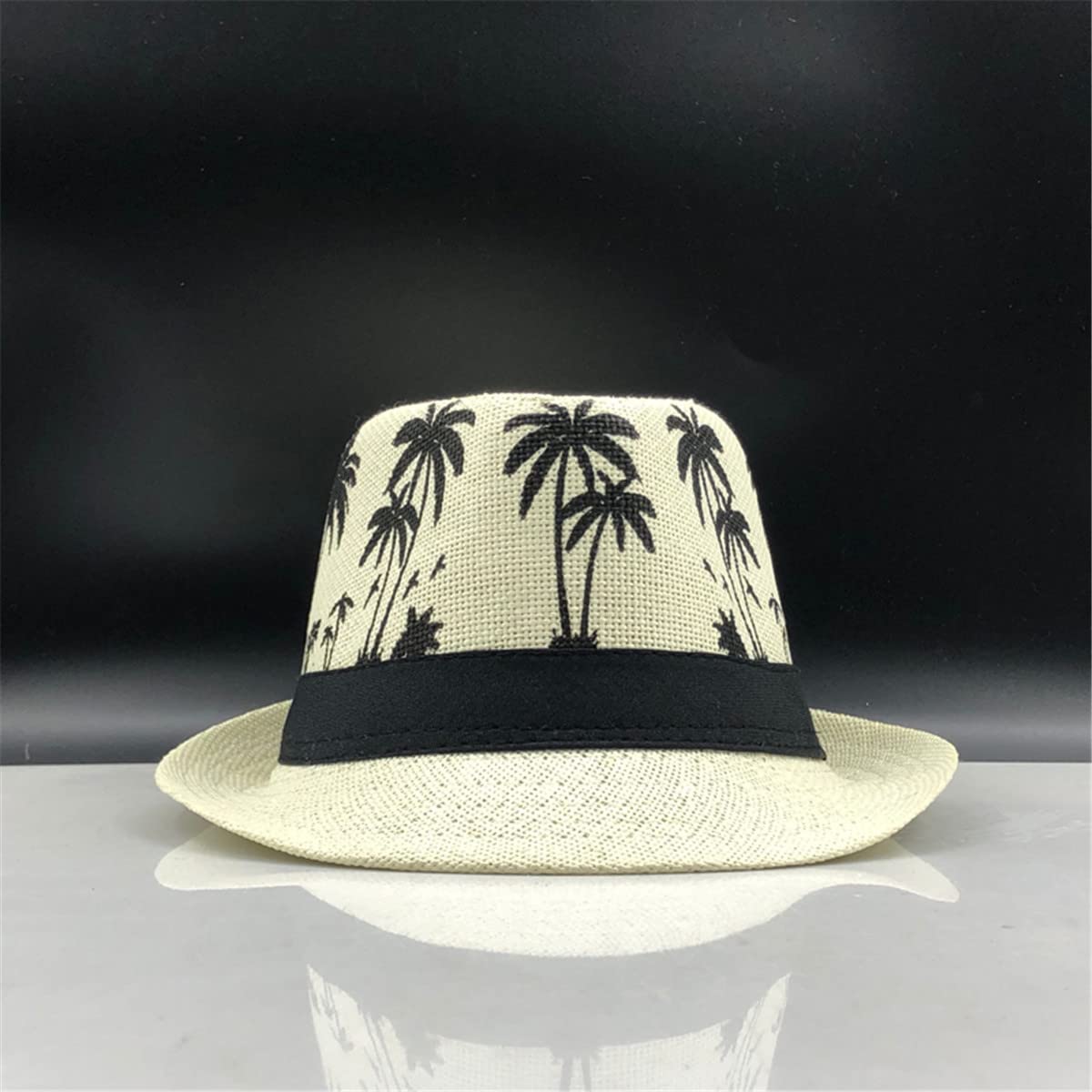 Straw Beach hat Tropical leaf print Breathable Woven Straw Hat with Tropical Band - FX001  main image 3