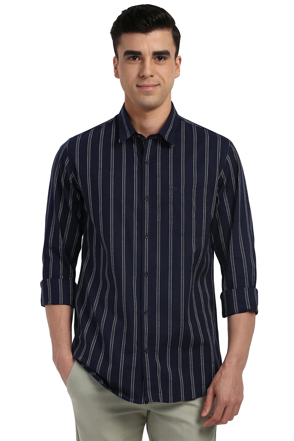 Mens Cotton Slim Fit Distant Striped Shirt Full Sleeves,Office Wear-image-22