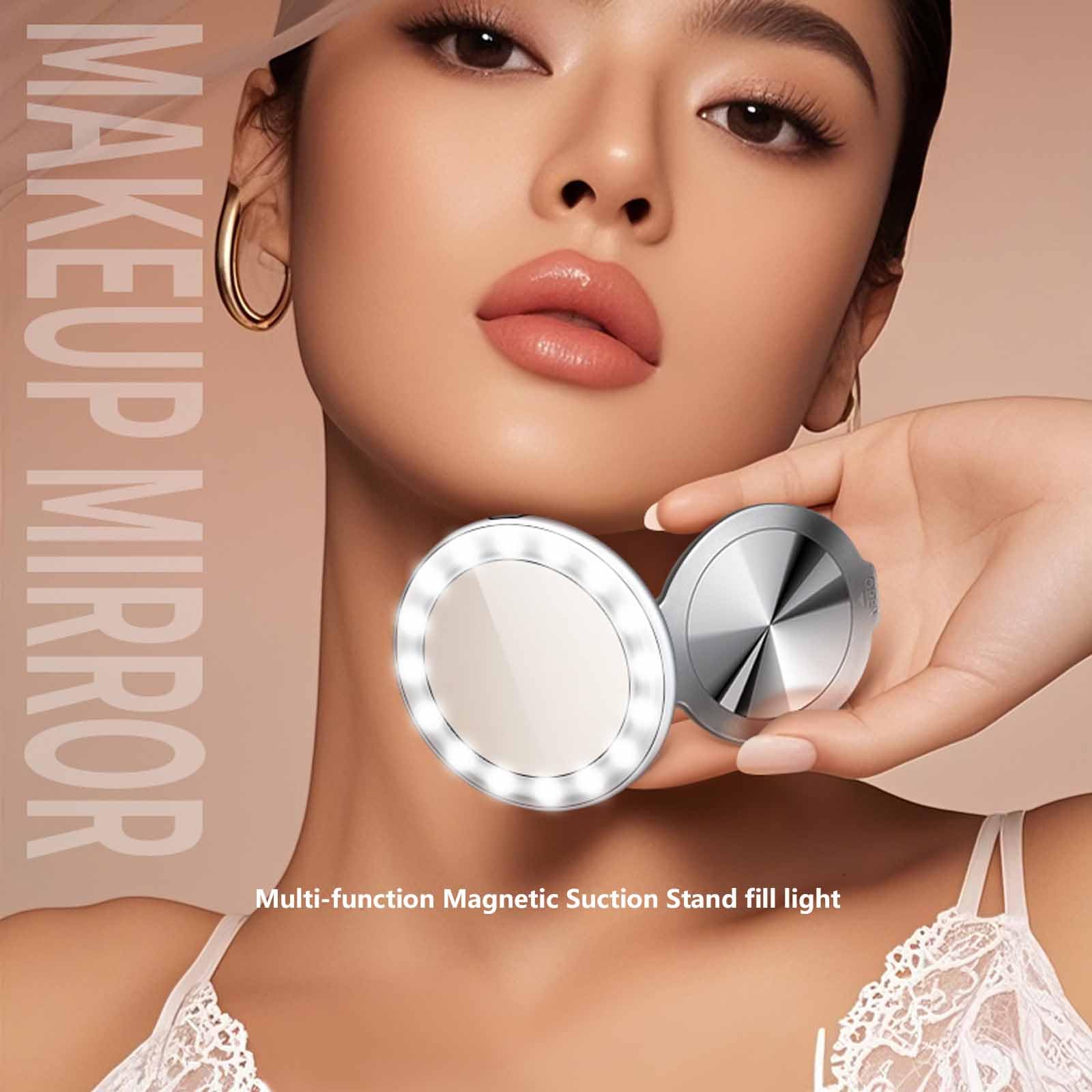 Ymuyus Magnetic Phone Stand Selfie Light for iPhone,Phone Light with a Mirror,Stable Aluminum Stand Base, for Selfies, Video Conference, Makeup