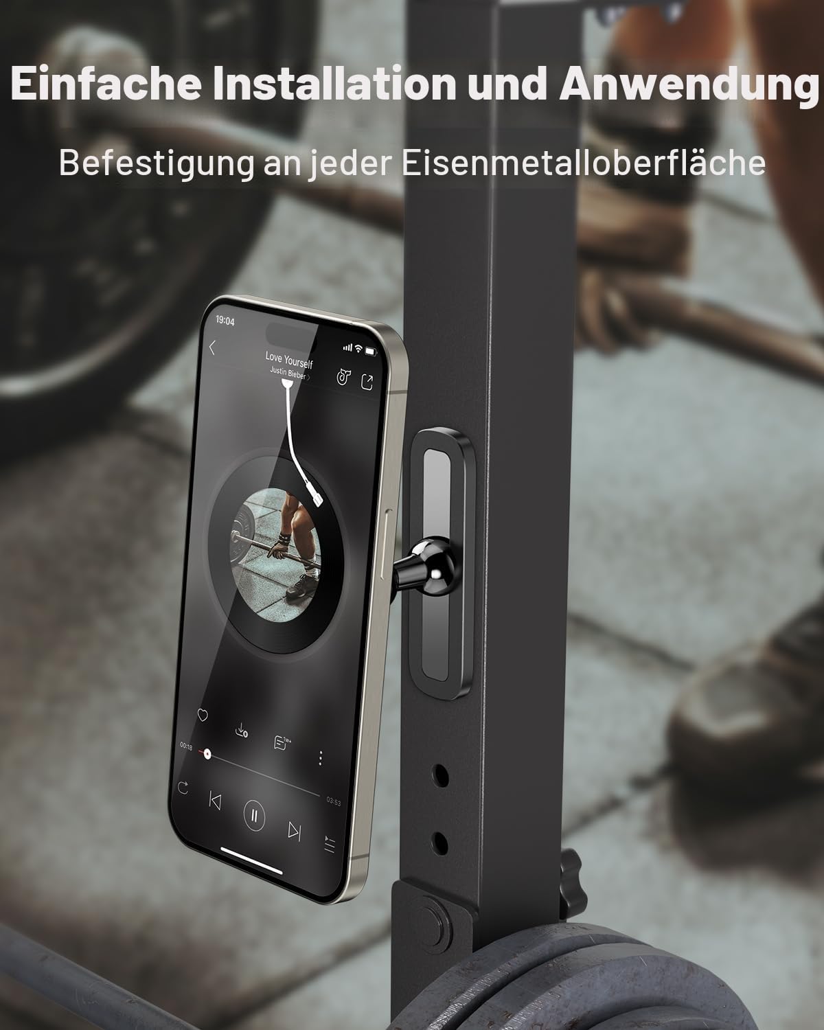 APPS2Car Handyhalterung Fitness für Magsafe, Magnetische Handy Halterung für Fitnessstudio, Laufband, Heimtrainer & Krafttraining Ckompatibel mit 4.7-6.5" Smartphones,Legierungsbasis & Gelenk,schwarz