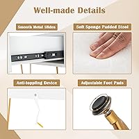 Vista 7 de CHARMAID Mesa de tocador de maquillaje con espejo iluminado, escritorio de tocador con 2 cajones grandes, 3 modos de iluminación ajustables, moderna