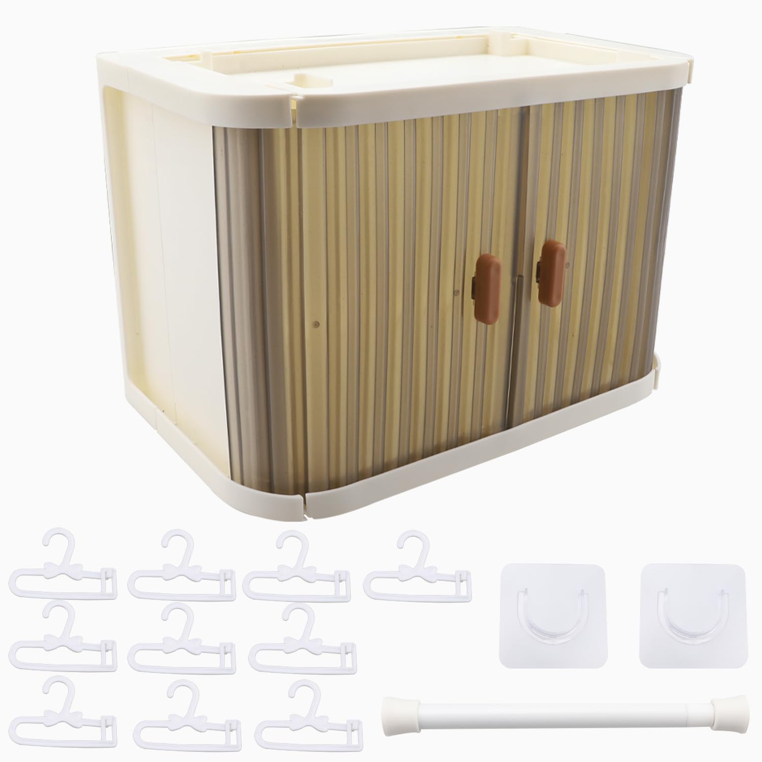 Clothes Closet for Labubu Foldable Doll Wardrobe Storage Box with 10 Hangers and Rod,Stackable Organizer Cabinet Display Shelf for Labubu Doll Clothes