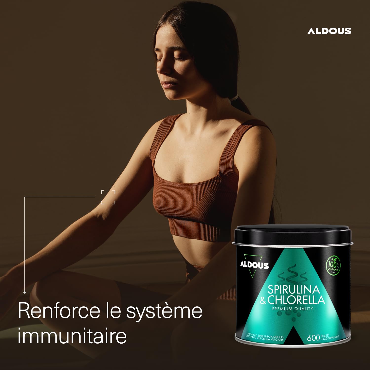 Chlorella + Spiruline Comprimés - 600 Comprimés - 3000mg par Dose Journalière - Anti Fatigue & Immunité Adulte - Phycocyanine & Protéines - Vegan - DETOX - Sans Additif - Certifié Bio - ALDOUS