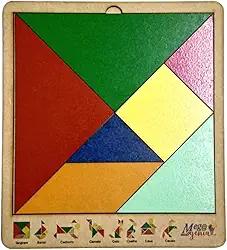 Brinquedo Educativo Tabuleiro 20x18 Tangram Madeira Cru - Mega Impress