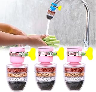 Magic Charcoal Water Filter, 2025 New 6 Layer Cartridge Activated Carbon Filters Water Filter, Providing Strong Waters Pressure, Suitable for 1/2inch - 3/4inch Faucet (Pink)