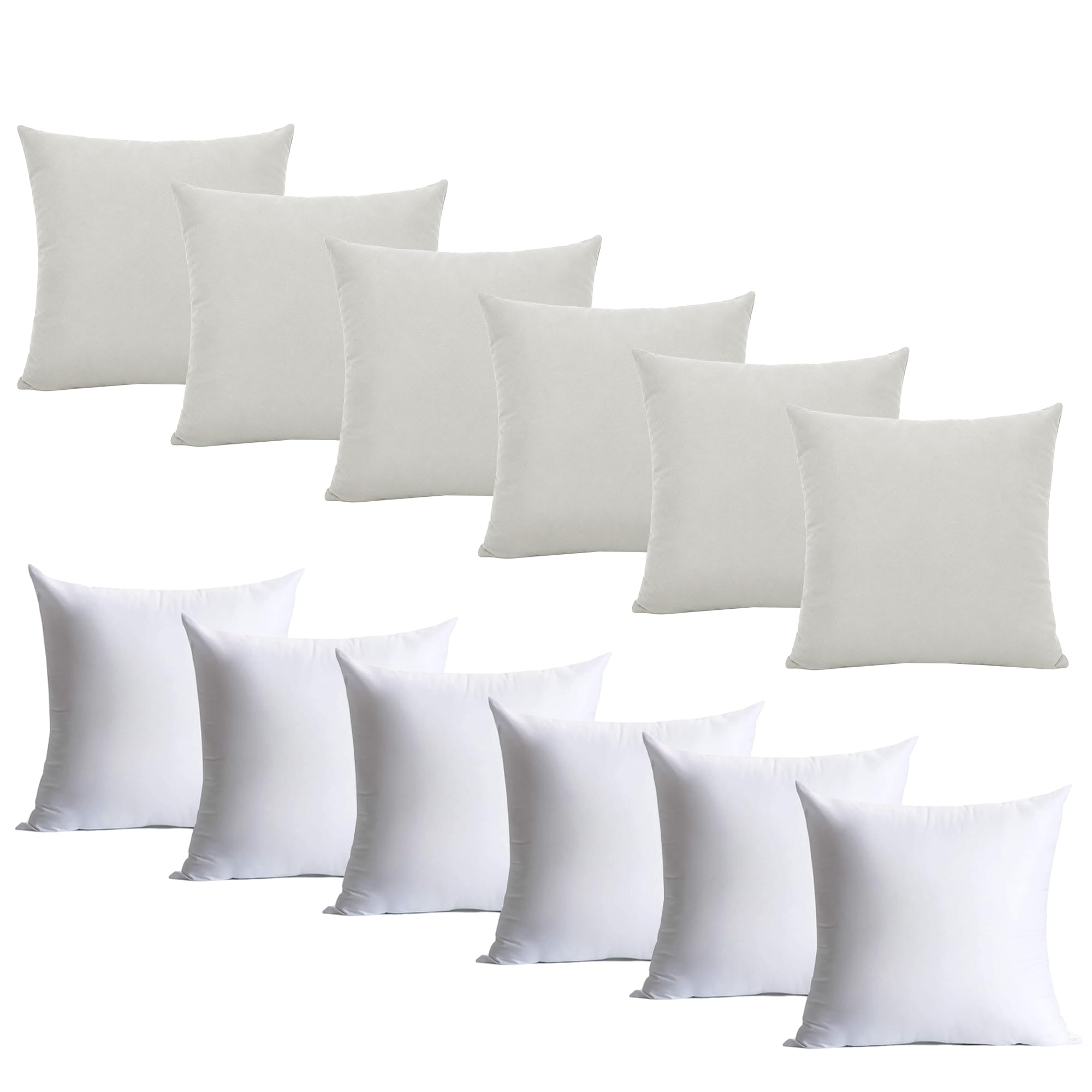 Hafaa White Cushions with Covers Included Pack of 6, 40 x 40 cm Soft Microfiber Cushions, Decorative Throw Pillows with Hidden Zip Closure for Sofa, Bed, Living Room & Home Décor