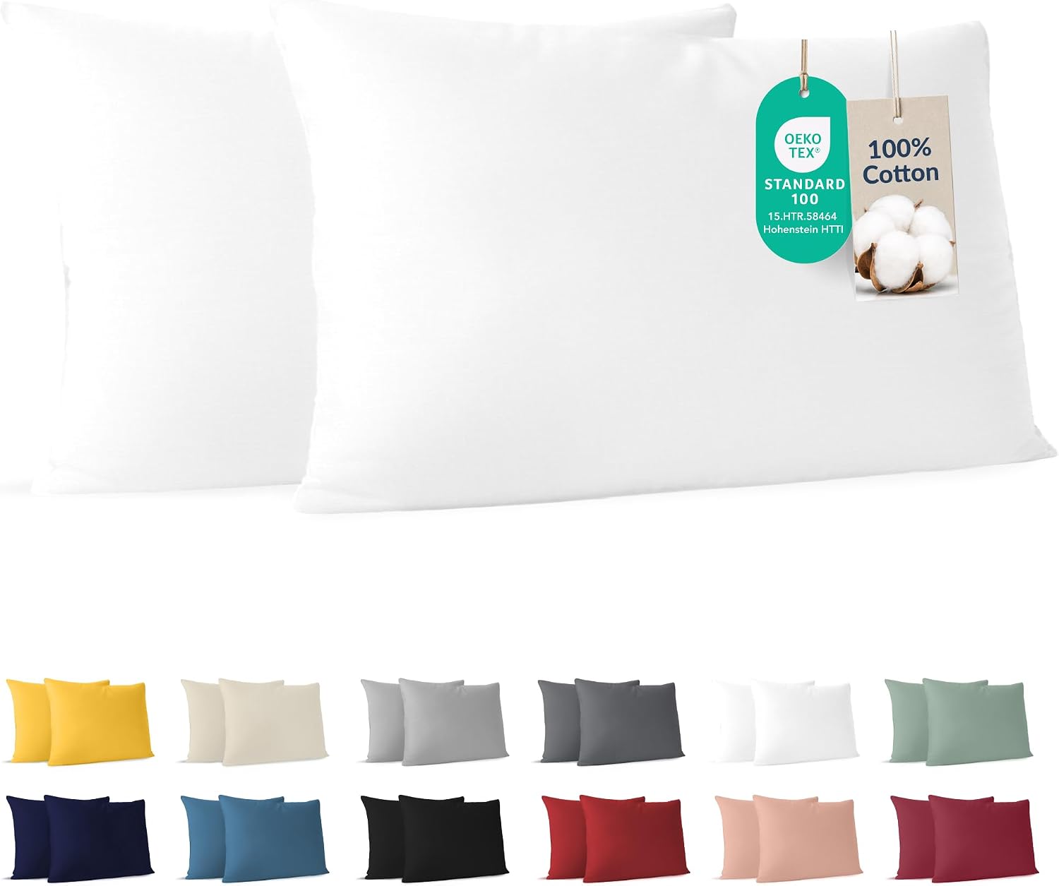 Dreamzie katoenen kussensloop 40x70 cm wit (set van 2), OEKO-TEX