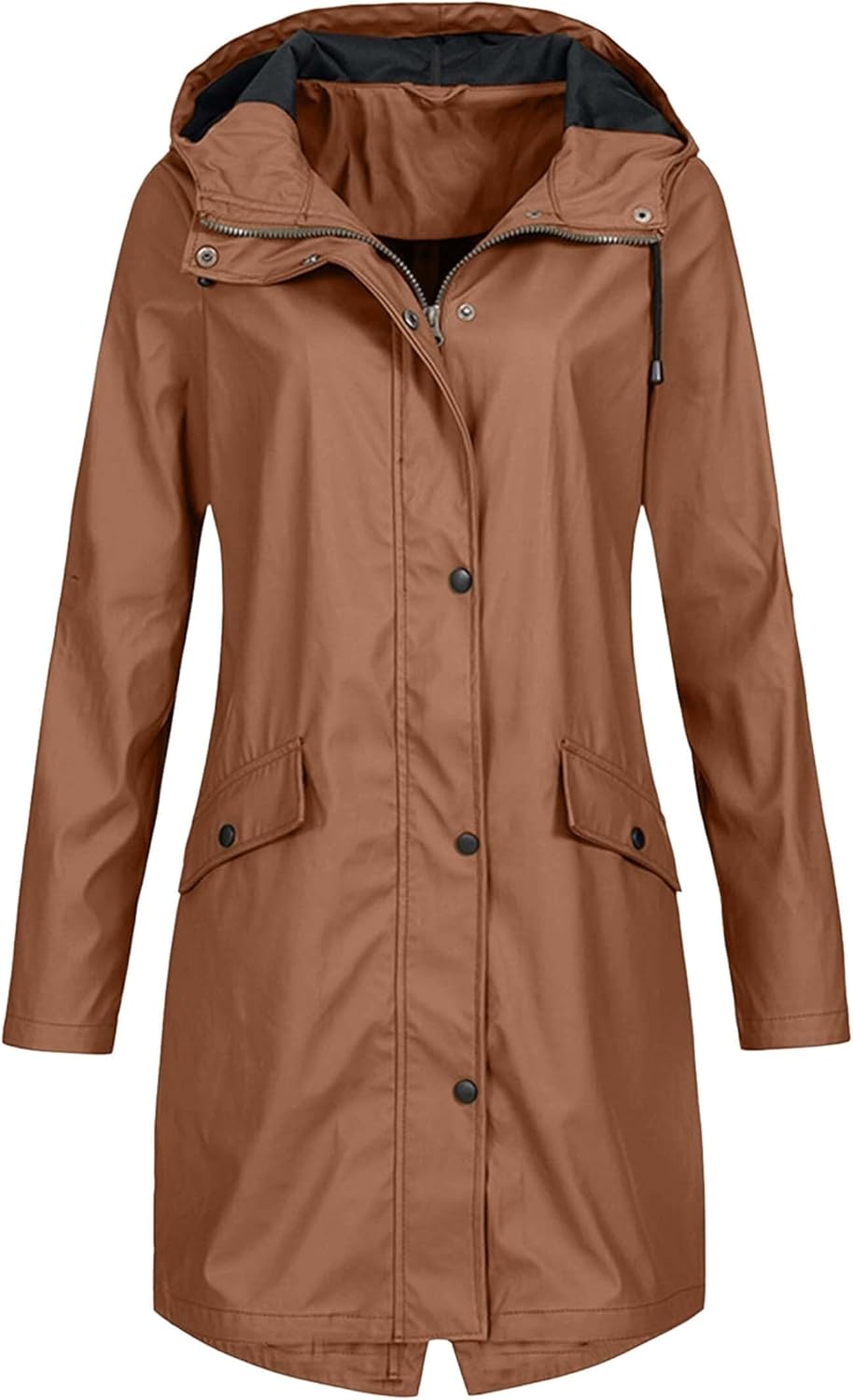 LIZALIG Women's Waterproof Cinch Waist Jacket - Long Breathable All Weather Raincoat