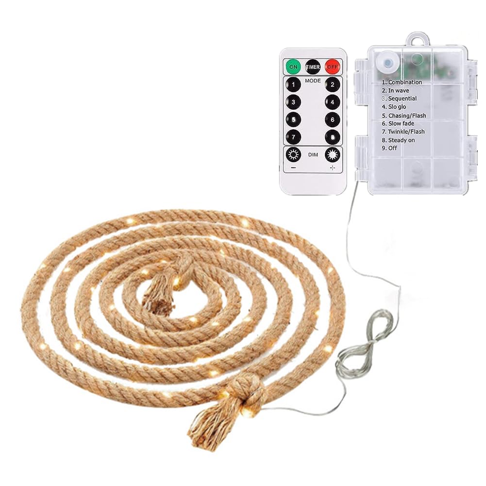 Mixtooltoys Guirlande Lumineuse En Jute De 5 M 100 LED 6 Mm