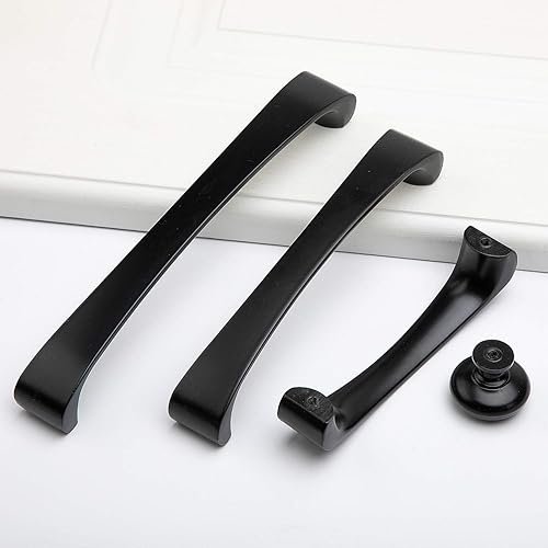 Miniatura 3 de WenRan Tirador de arco de gabinete central de 252 pulgadas 375 pulgadas 5 pulgadas color negro mate manija de muebles para cocina dormitorio