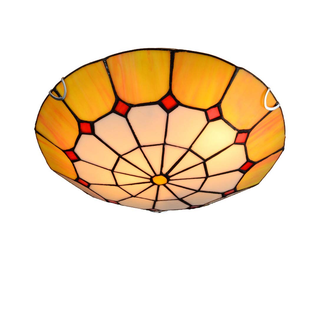 Tiffany Style Ceiling Lights Flush Mount, Vintage Stained Glass Hallway Ceiling Lamp, E27 Bulb Retro Round Shade Ceiling Lighting Fixtures for Bedroom Living Room,F,30cm — image 1