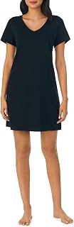 Nautica Women's Cotton Knit V-Neck Sleep Shirt Dress - Lightweight Breathable Pajama Top for Lounge & Sleep