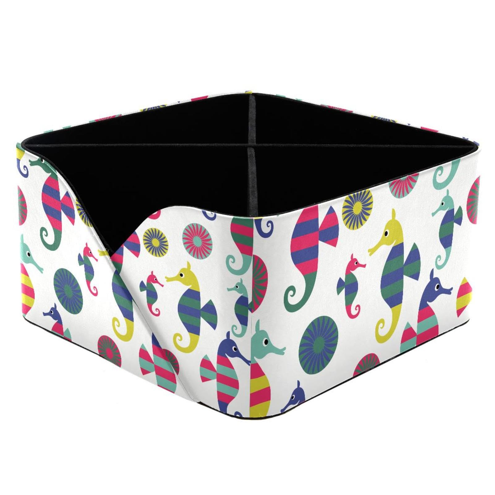 KengjuTesu Colorful Seahorse Cute Sealife Desktop Organizer Pen Holder, Rectangular Pencil Cup for Office, Study and Makeup Stations