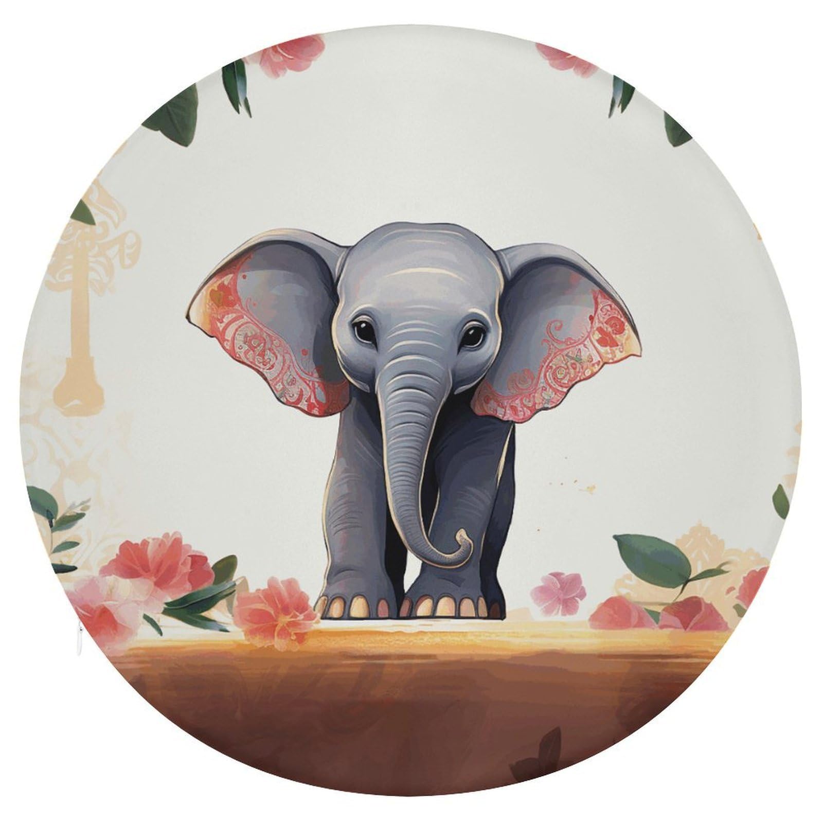 Wsoihfec Style Lucky Elephant Seat Cushion Round Chair Pad