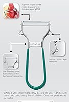 Vista 1 de Hoja dentada de doble filo, pelador recto de acero inoxidable de gran calidad con removedor de ojos de papa integrado (forma de Y)