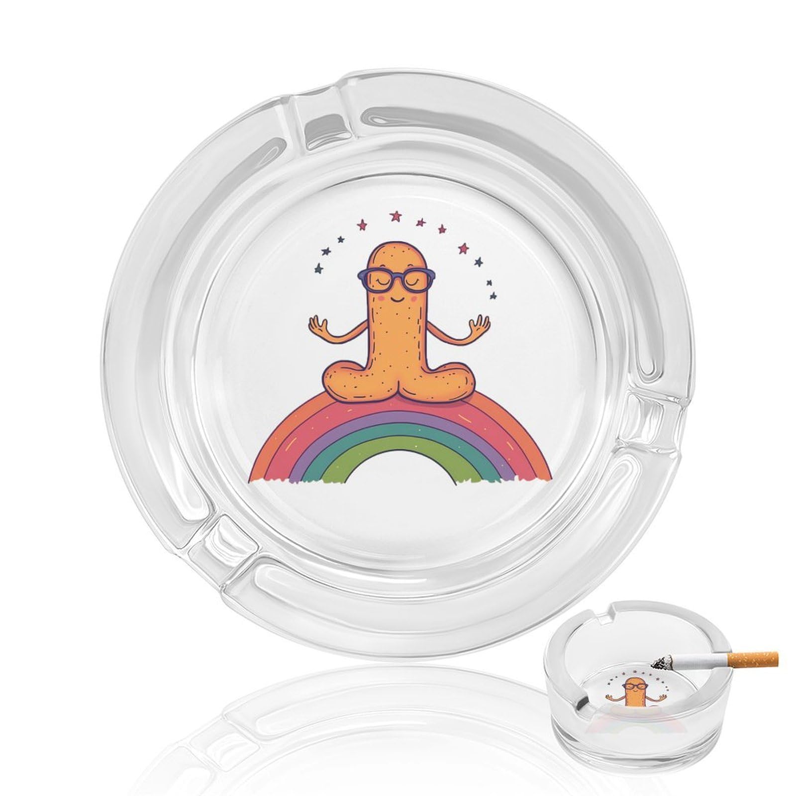 Nclqvjxzkhw Style Funny Penis Glass Ashtray Round Ash Tray Smoking Trays For Home Garden Outdoor