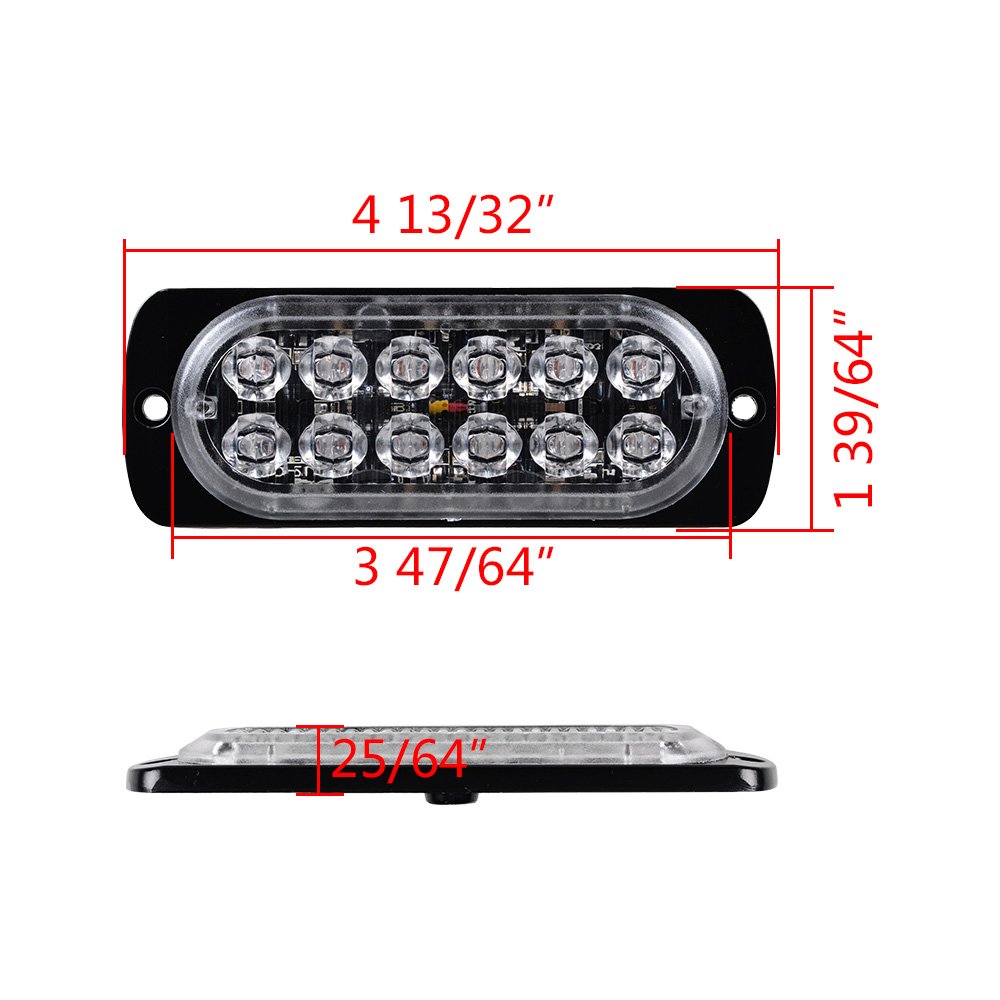 12-LED Universal Super Bright Car Truck Warning Caution Emergency Construction Waterproof Surface Mount Beacon Flash Caution Strobe Light Bar (20X, Amber)