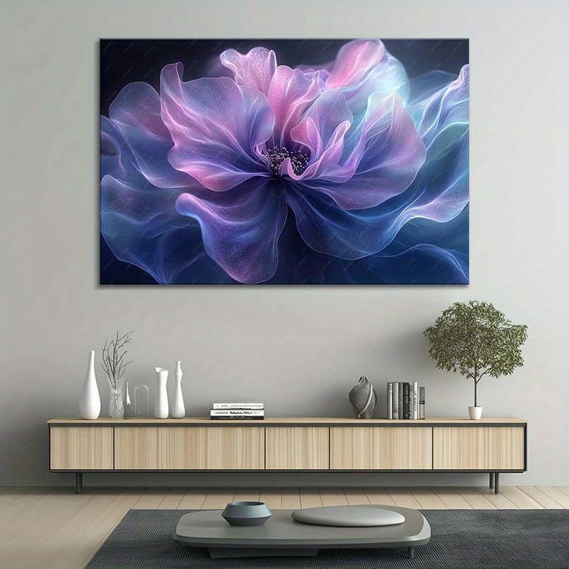 Cuadro de flores de neón sobre lienzo decorativo de 55x110cm para pared de dormitorio