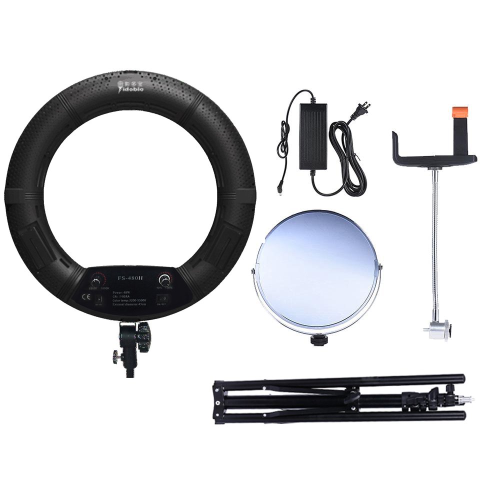 Caméra bi-Couleur 18 Pouces FS-480II 5500K Photo/Studio/Téléphone/Vidéo Lampe LED 18 '' 480 LED avec trépied 2M + Trousse de Rangement
