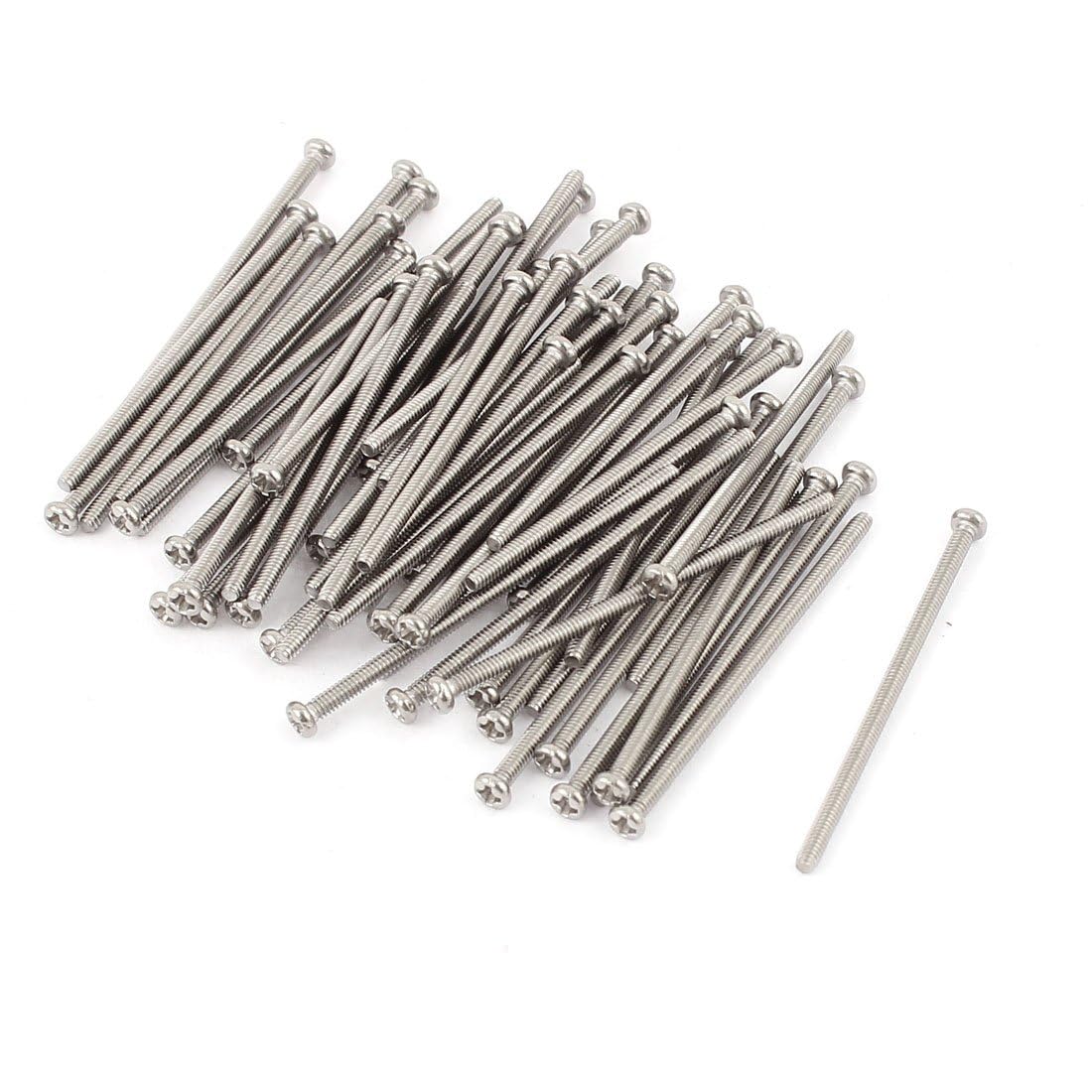 TOP-VIGOR 60Pcs Cross Pan Head Machine Screws, M2x40mm Phillips Round Head Screws Bolts for Machinery Furniture, Car