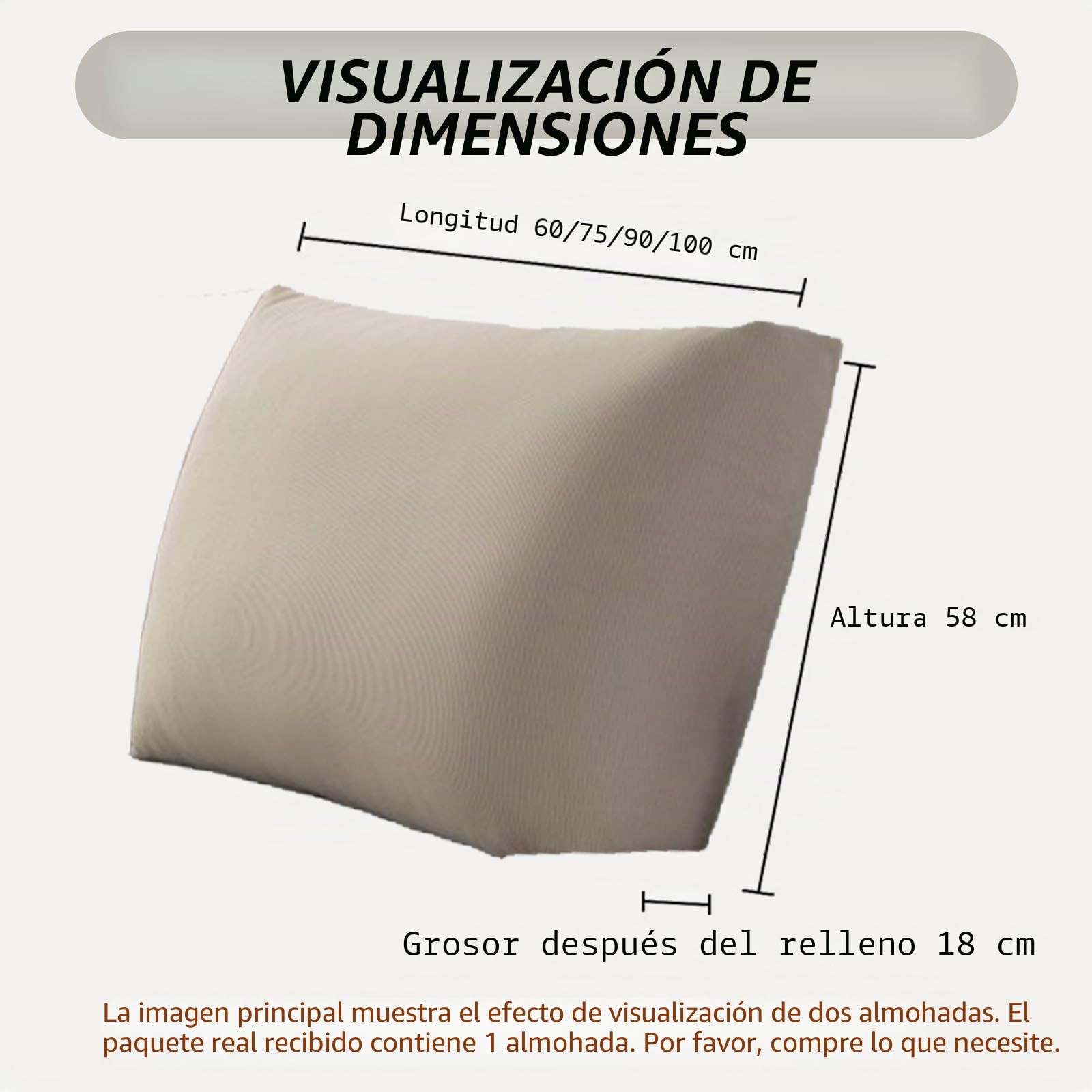 Almohada Respaldo Cama Cojin Cama Respaldo、Cojin Lumbar Sofa、CojíN Lumbar Cama、Cojin De Lectura para Cama、Respaldo Cama(#6,60x58x18cm1pcs)