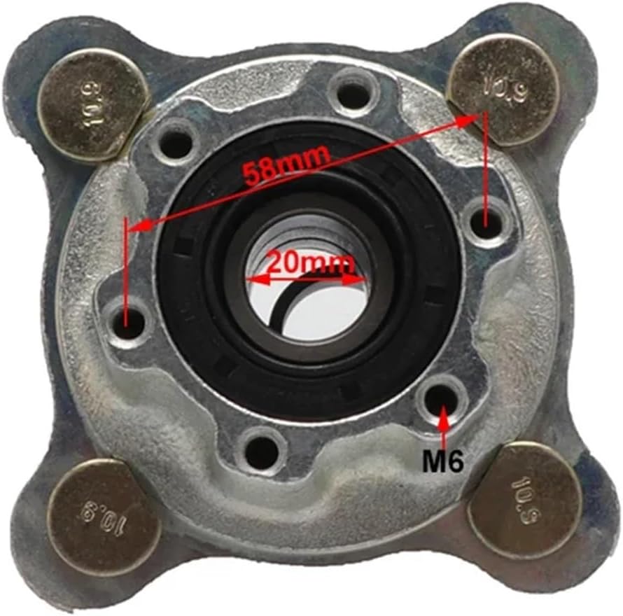 ATV Front Wheel 100mm*M14 Stud Disc Brake Hub 20mm-20mm for 150cc 250cc 300cc Dirt Bike Kart SUV Kart Quad Bike Parts(Silver)