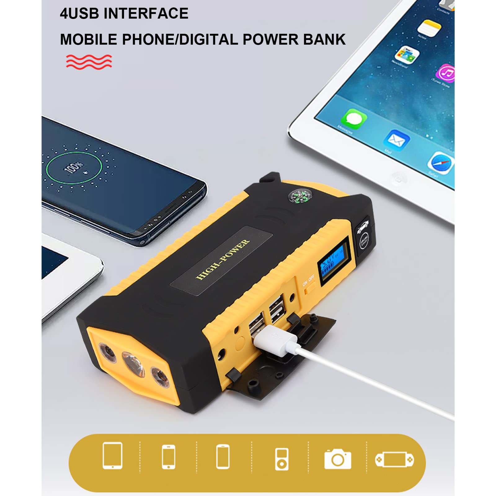 Carica Batteria Per Auto, Auto Jump Starter Avvio Dispositivo - Foto 7