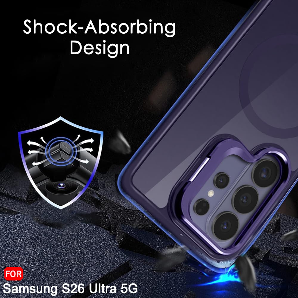 TheGiftKart for Samsung S26 Ultra Case | Shockproof Hard Back Cover | Built-in Stand | Hybrid Shockproof Galaxy S26 Ultra Cover (PC & TPU, Matte Frosted Back, MagSafe Compatible, Translucent Violet) — Amazon image 6