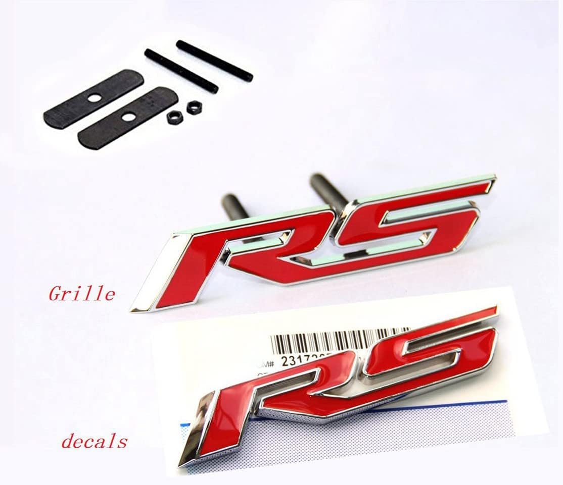 Yoaoo 1x OEM Grille Rs with Decal Rs Emblem Badge 3D Logo Metal Compatible with Zl1 1LE Series Red