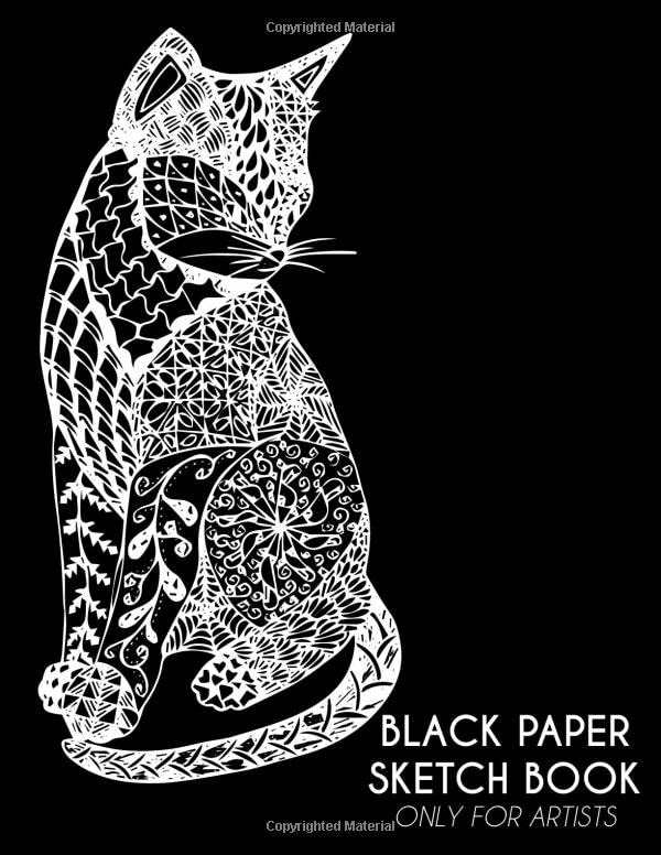 BLACK PAPER SKETCH BOOK Only For Artists: Cat Lovers Gift, 110 Pages 8.5" x 11" Black Paper Journal for Painting, Drawing, Sketching and Doodling | ... white ink pens, gel pens and metallic markers-image-11