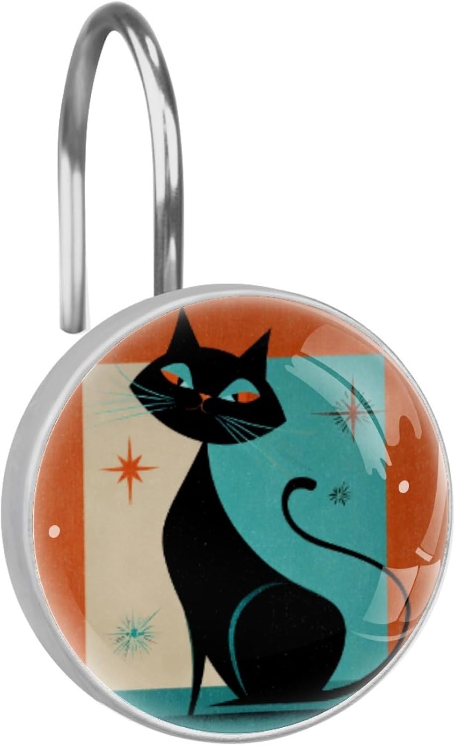 12Pcs Minimalist Cat Shower Curtain Hooks for Bathroom, Round Home Decorative Shower Curtain Rings, Modern Shower Curtain Hangers Bathroom Accessories