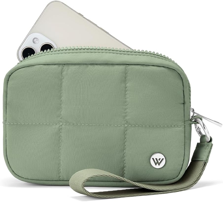 WESTBRONCO Puffer Wristlet Wallets for Women RFID Nylon Wallet with Zipper Quilted Purse for Travel Credit Card Holder Phone