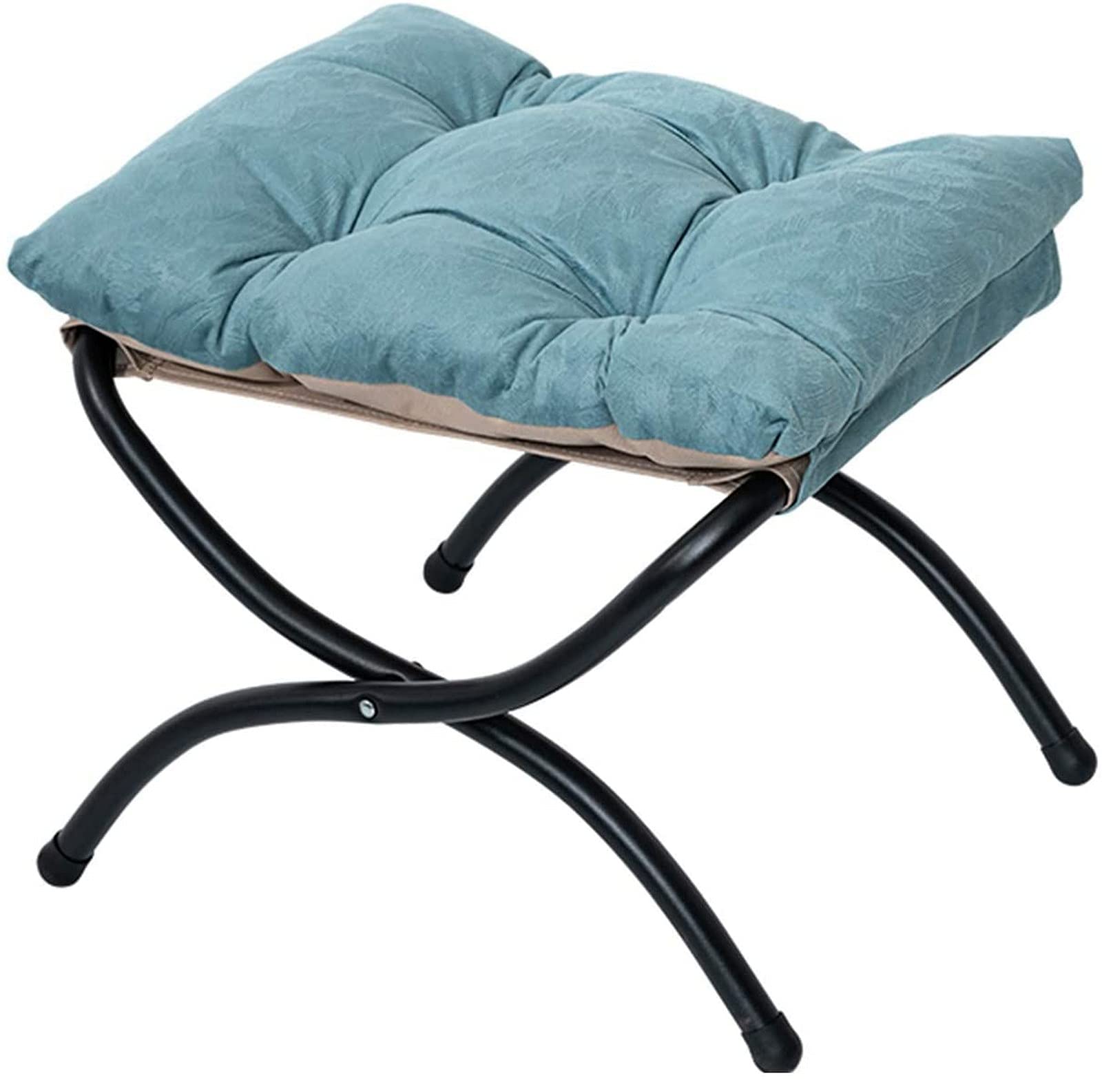 Repose-pieds de rangement bleu pour un salon ordonné et accueillant