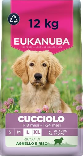 EUKANUBA Cibo secco per Cuccioli con agnello e riso per razze di taglia grande - Alimento secco premium per Cani giovani, 12 kg