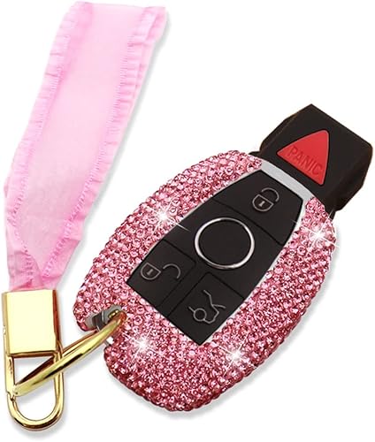 Funda para llavero compatible con Mercedes Benz C E S M CLS CLK GLK GLC G Class Bling Crystal Rhinestone Diamond Key Case