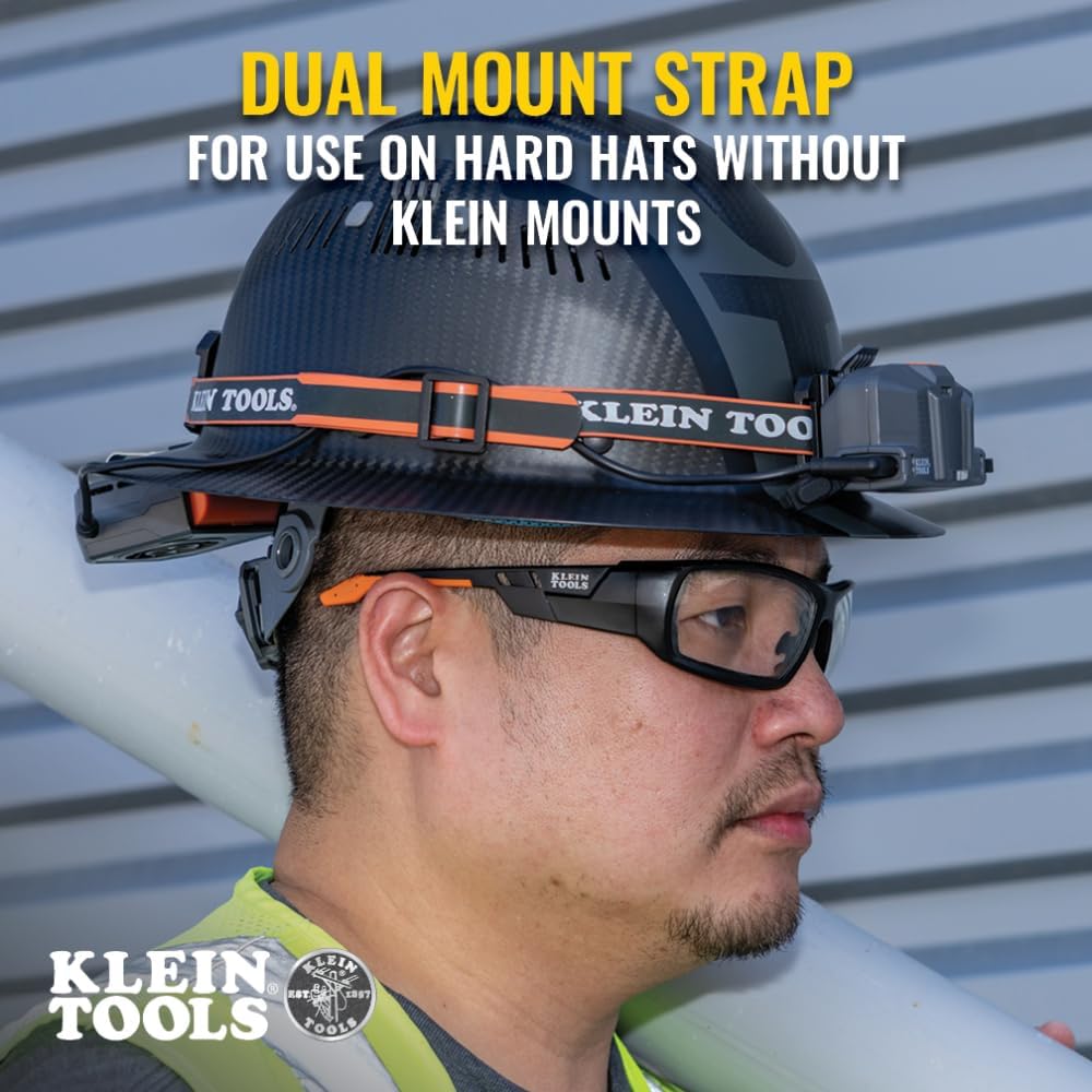 Klein Tools 60821 Rechargeable Portable Cooling Turbo Fan for Hard Hats and Safety Helmets, Quiet 3-Speed Fan with Dual-Mount Strap and Bracket