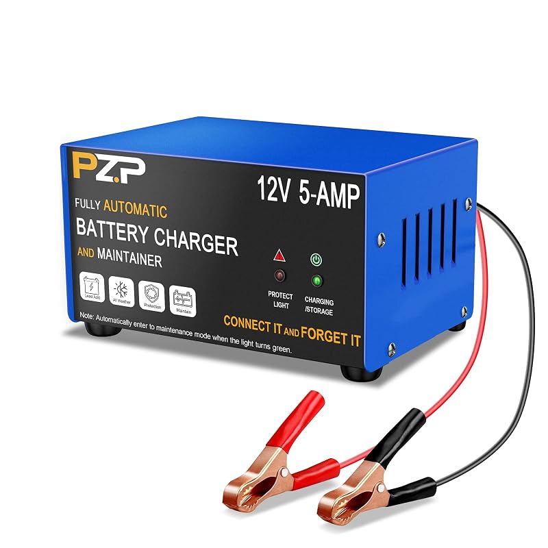 Carregador Inteligente de Bateria Automotiva 12 V, 5 A, Mantenedor e Desulfatador Automático PZ.P Azul
